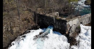 The La Chute River during the spring thaw in Ticonderoga NY April 25th. 2019 | Adirondack Drone