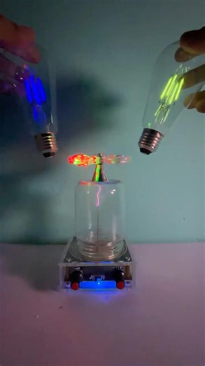 Lightning power vs spinner vs lamp #shorts #experiment #teslacoil