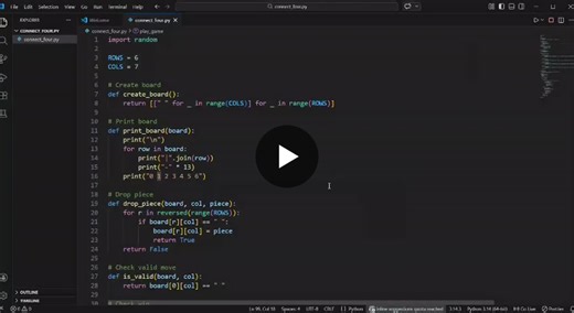#internship #python #connect4 #learning | Bhuvaneshwari Pattar