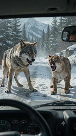 🐺 Angry Wolf vs Mountain Lion 🦁 | Frozen Mountain Showdown! 😱