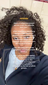 The more you umbrella a severity of racism or any problem related to a certain race is an erasure to the root and history of it. Along with hiding the damage it effects on the people it’s targeting!! That’s why black people are not poc. Let’s stop thinking simple pls. #racism #poc #bipoc #indigenous #blacktiktok