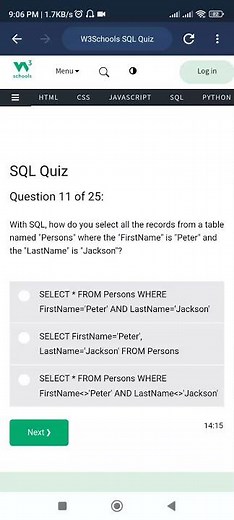 CLASS 61. w3schools sql quiz Question 11 by Sandeep Dalal CSE | sql interview questions and answers