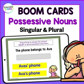 Singular & Plural Possessive Noun Grammar Practice Activity Grade 3 Boom™ Cards