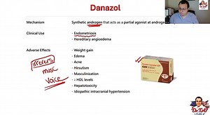 Danazol is a synthetic androgen that might lead to androgenic effect on the voice. د.تاح 😂😂 اسمع جميع فيديوهات الفارما الجديده لدكتور تاح علي اليوتيوب من هنا: https://youtube.com/playlist?list=PLx0r2cad22wqIWaFgA-8XC9NBo4nLhkEA&si=BOEpv-nqYeOu-0me | Dr.TA7