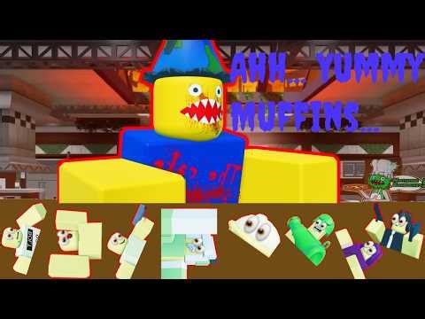 Giant Noob Eating Muffins Mukbang/ASMR In The Battle Bricks Roblox