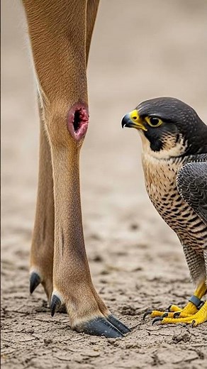 Falcon Removes a Botfly Larva from an Antelope's Leg #nature