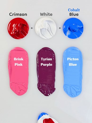 Color Mixing Mastery: Crimson, White, and Cobalt Blue