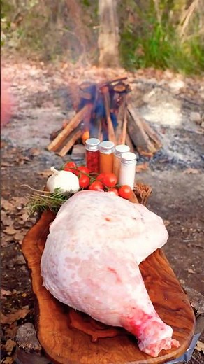 Perfectly Charred Turkey Leg From Open Fire Cooking 🔥