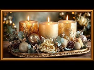 Golden Christmas Candle Art with Soft Jazz Music | Elegant Holiday Decor | 4K Frame TV Screensaver