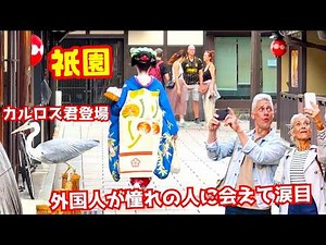日本ファンの外国人観光客が祇園のお高いエリアで本物の舞妓さんに会えて感激のあまり放心状態になる！京都観光