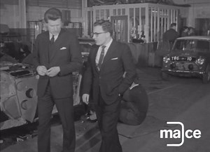 Stuart Turner gives who(?) a tour of BMC’s Competitions Department in 1963.. (no sound except the odd brum-brum noise and tyre squeal) with Healeys, MGB and Logan Morrison’s rally Mini Cooper… | The Sporting Minis