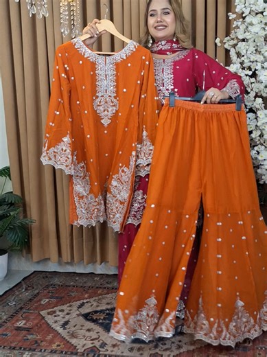 Elegant Pakistani Chiffon Sharara Dresses for Every Occasion