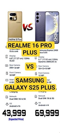 REALME 16 PRO PLUS VS GALAXY S25 PLUS !! #shorts #shortvideo #youtubeshorts #viral #viralvideo #yt