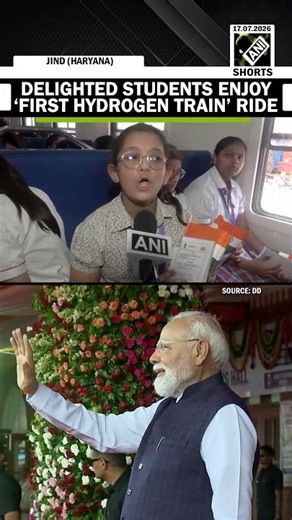 Delighted school students enjoy India’s first hydrogen powered train ride in Jind, Haryana