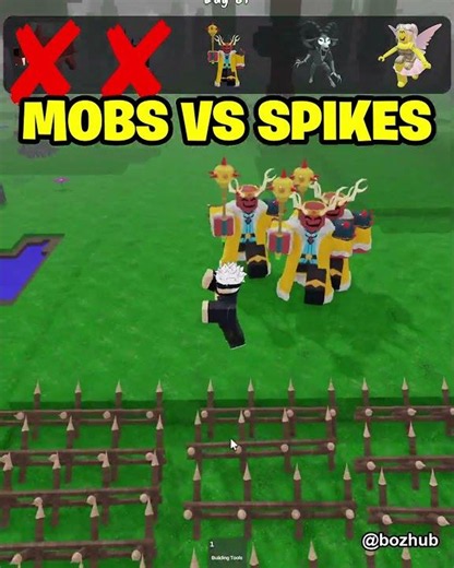 Spikes Vs Mobs 😱 #99nightsintheforest #roblox #robloxshorts