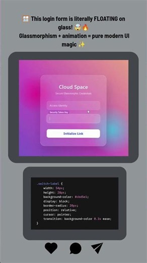 🪟 Glassmorphism Floating Login Form Animation Using HTML CSS JavaScript 🤯🔥 | Modern UI Design