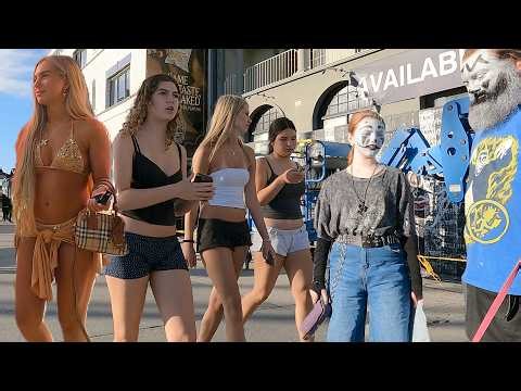 Crowded Venice Beach Tour - Dancers, Tourist, People Watching Cruise down the Boardwalk