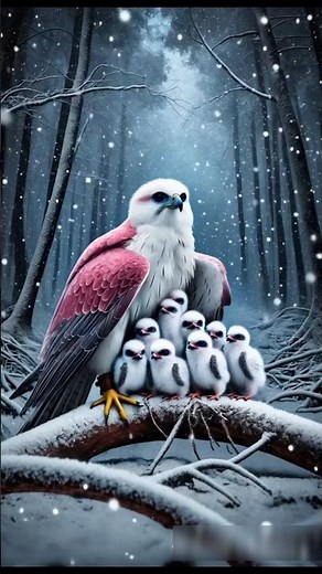 Falcon and Her Baby Enjoying the Snowfall ❄️🦅" #wildlifecuties #FalconLove #Snowfall #aibirds #birds