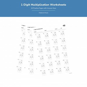 Multiplication Worksheets, One-digit Vertical Multiplication, Math Practice (PDF Download) - Etsy