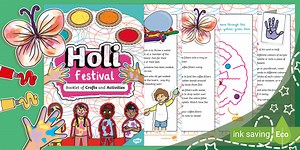 Holi Festival Booklet of Crafts and Activities (Ages 5 - 7)