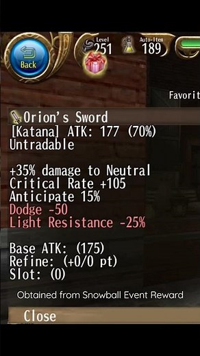 Katana Orion's Sword V4 2023 #toramonline