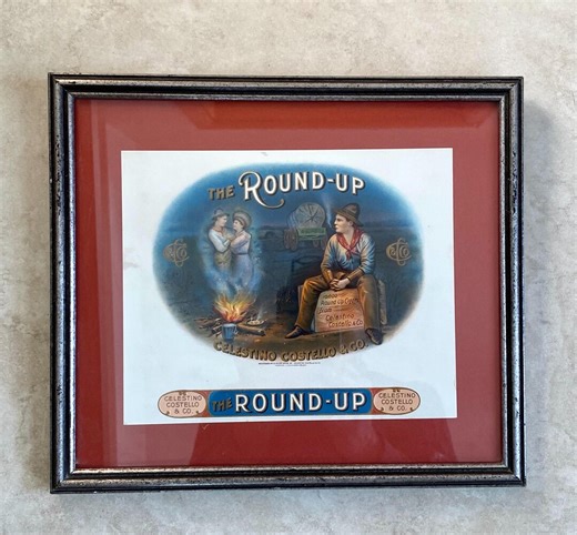 1920s the Round-up Cigar Box Label Manufactured by Celestino, Costello & Company~ Framed Tobacco Advertisement~ Old Americana Western Theme - Etsy