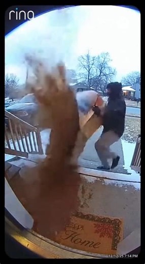 “Caught on Doorbell Cam: Porch Pirate Hit With Poop Bomb Bait Box!”🤣#shorts #porchpirate