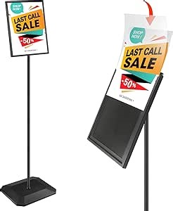 Pionites Adjustable Sign Holder, 8.5x11 inch ,Poster Stand Outdoor Indoor Standing Display Sign Holders , Aluminum Snap Open Frame