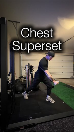 Great Chest Superset! Split Stance Rotational Chest Press Superset Chest Passes Great for creating power through the upper body. The split stance press ask for stability and balance as well. Want longer drives? Give this superset a try! #golf #golftiktok #golftok #golfswing #golfer