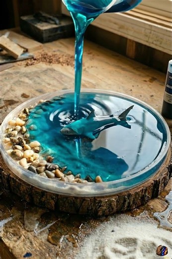 A Shark Swimming Inside This Ocean Table 🦈🌊