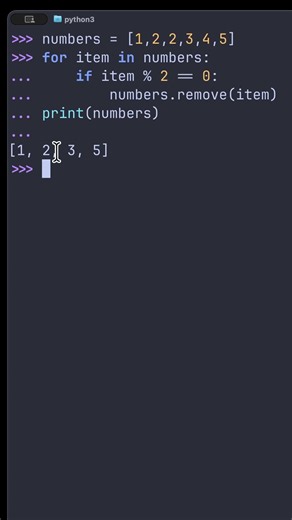 Never Delete from a List Like This! (Python Bug) 🚨 #pythonwaladost #learnpython #python #coding