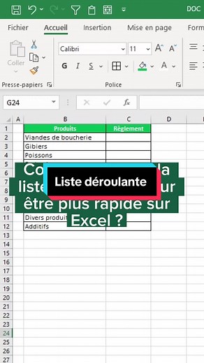 Utilise la liste déroulante pour améliorer la rapidité de saisie de données sur excel. #exceltricks #tutoexcelfr #tutoexcel #excelpro #excel