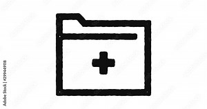 Medical records outline icon animation footage/video. Hand drawn like symbol animated with motion graphic, can be used as loop item, has alpha channel and it's at 4K video resolution.