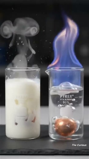 1,000°C Copper Ball: Milk vs Rubbing Alcohol 🥛🔥 #shorts #science #experiment