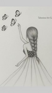 911K views · 13K reactions | A girl with butterflies - pencil drawing #Art #Drawing #Scenery #PencilDrawing #HowToDraw #VisualArt #Reels #Shorts #FbShorts #ArtWork #Explore #Pencil #Creative #Painting #Girl #Butterflies #PencilSketch #Tranding | Tahmina Art Gallery | Facebook