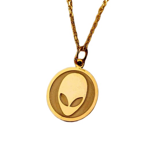 Alien Head Brass Pendant Necklace | Minimalist Sci-fi Jewelry - Etsy