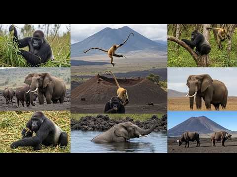 4K African Wildlife Volcanoes National Park, Africa - Scenic Wildlife Film With African