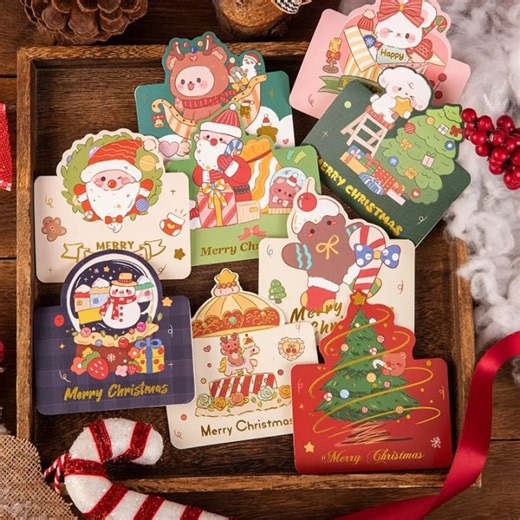 10pcs MIX Merry Christmas Greeting Card Santa Claus Snowman Custom Blank Cards Christmas Party Invitation Card New Year Gifts | Lazada.co.th