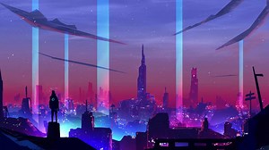 Neon City Snow Live Wallpaper - WallpaperWaifu