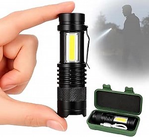 Mini LED Flashlight – USB Rechargeable, Super Bright Handheld Torch, Zoomable Pocket Light for Camping, Hiking, Home, Car, Outdoors, Waterproof Portable Lamp for Men, Women, Emergency Use