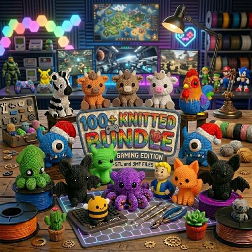 100+ Knitted STL Bundle | Flexi Texture 3D Models, Gaming Articulated Designs (STL, 3MF Files) - Etsy