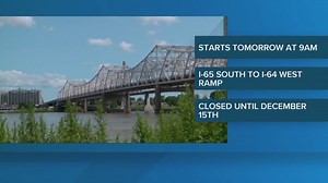 I-65 ramp to I-64 west closes Wednesday for Kennedy Bridge repair work