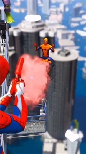 SPIDER-MAN vs SPIDER-MAN 😳 Then HULK ATTACK 💥 GTA V Ragdoll #ragdolls #spiderman #shorts #viral #fyp