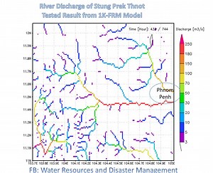 2.8K views · 96 reactions | Animation of River Discharge at Stung Prek Thnot, Cambodia [Result from 1K-FRM model, a distributed flood routing model and distributed hydrologic model based on Kinematic wave theory ] Link to the model: hywr.kuciv.kyoto-u.ac.jp/products/1K-DHM/1K-DHM.html | Water Resources and Disaster Management | Facebook