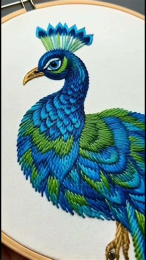 Beautiful hand embroidery peacock design 🌸 Easy stitches anyone can try#embroidery #handembroidery