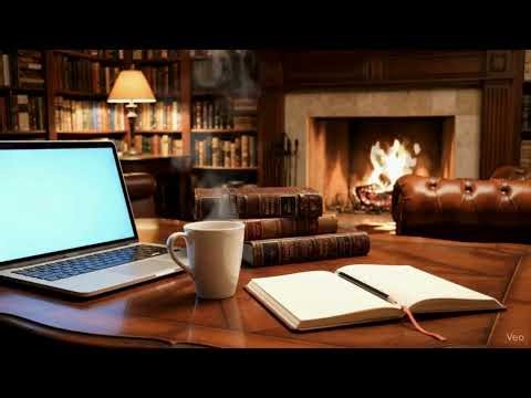 Jazz - Calming Classroom Study Music (60+ Mins) Relaxing Instrumental with Fireplace Sounds