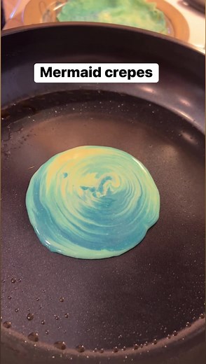 7K views · 67 reactions | Make mermaid crepes with a few drops of blue coloring in basic crepe batter! | Caroline | Facebook