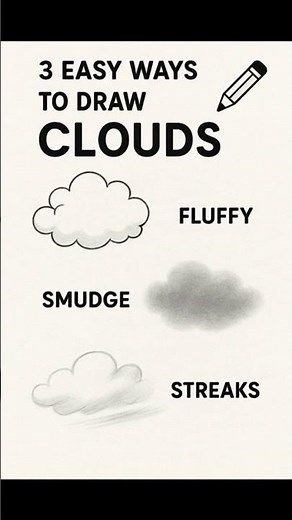 3 easy ways to draw clouds ☁️ Quick tips for beginner artists! #arttutorial #drawingtips