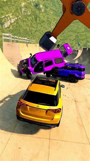 9 Cars vs Dangerous Giant Ramp 💀 #beamng #shorts
