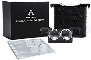 Lemonsoda Premium Clear Ice Ball Maker - 2 Large Round Ice Mold - 2.4" Ice - Round Ice Tray for Bourbon and Whiskey - Large Sphere Ice Cube Molds for Drinks